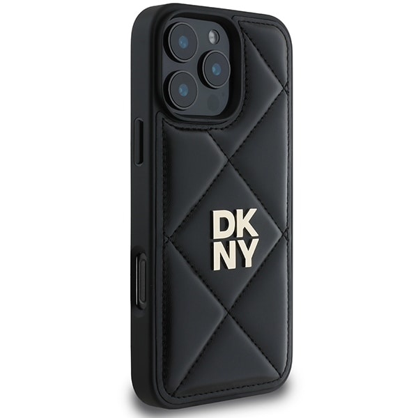 DKNY Quiltad Stack Logo iPhone 16 Pro-fodral - Svart