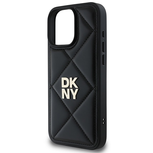 DKNY Quiltad Stack Logo iPhone 16 Pro-fodral - Svart