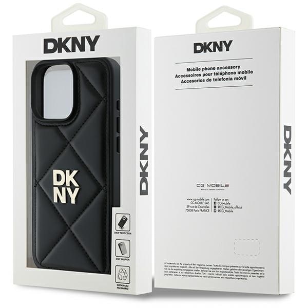 DKNY Quiltad Stack Logo iPhone 16 Pro-fodral - Svart
