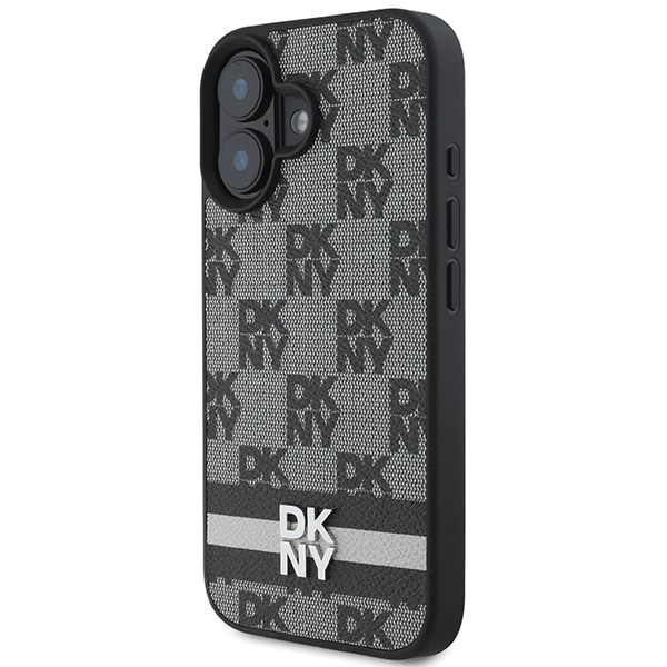 DKNY Rutigt mönster & tryckta ränder iPhone 16 Fodral - Svart
