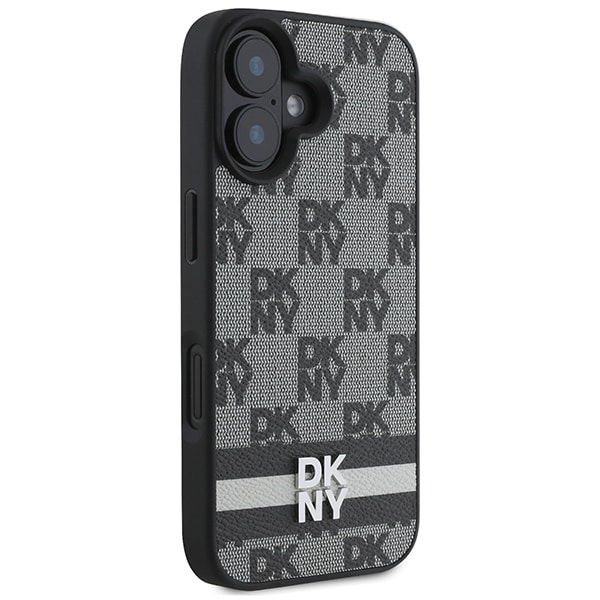 DKNY Rutigt mönster & tryckta ränder iPhone 16 Fodral - Svart