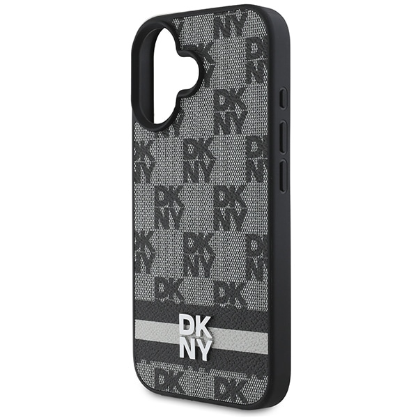 DKNY Rutigt mönster & tryckta ränder iPhone 16 Fodral - Svart