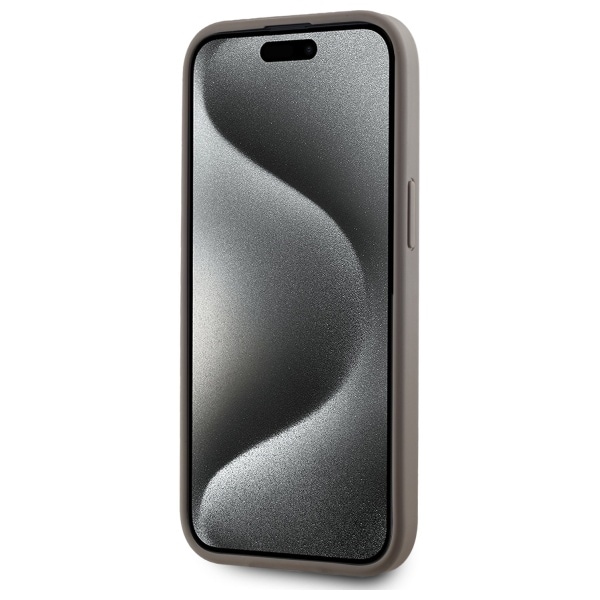 DKNY läderfodral med rutmönster MagSafe iPhone 15 Plus - Beige