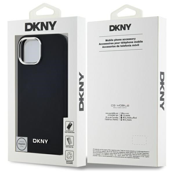 DKNY MagSafe iPhone 15 Plus-fodral med slät logotyp - Svart