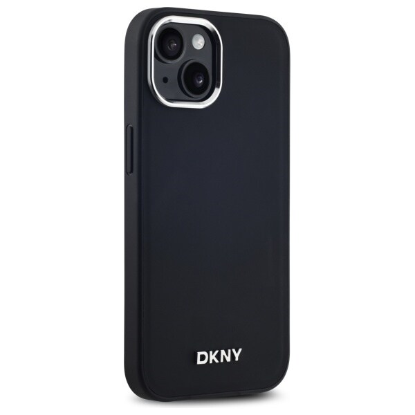 DKNY MagSafe iPhone 15-fodral med slät logotyp - svart