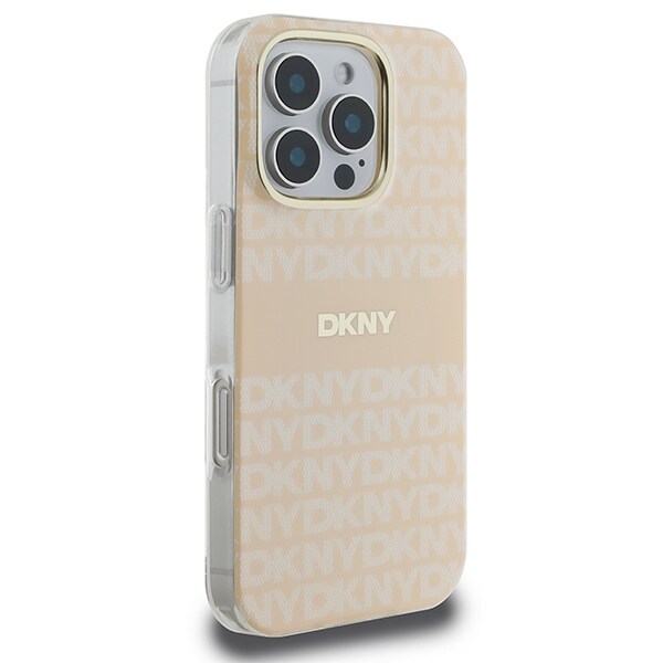 DKNY Repeat Texture Pattern & Stripe MagSafe iPhone 16 Pro-fodral - Rosa