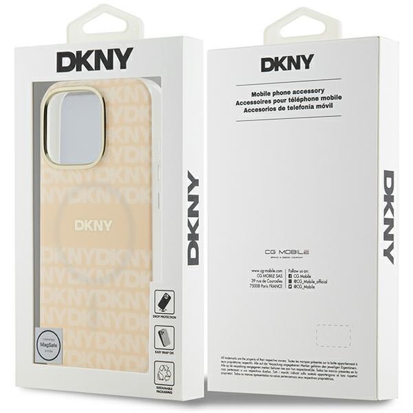 DKNY Repeat Texture Pattern & Stripe MagSafe iPhone 16 Pro-fodral - Rosa