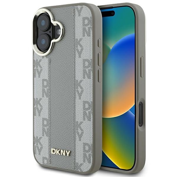 DKNY rutigt mönster Magsafe iPhone 16 fodral - Beige