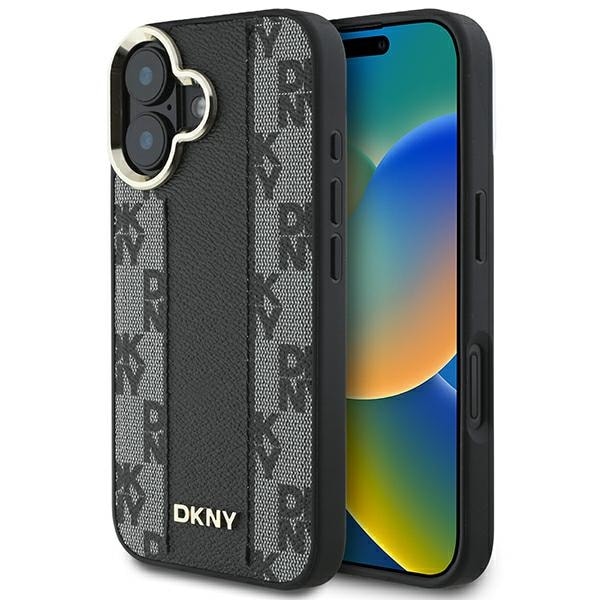 DKNY rutigt mönster Magsafe iPhone 16 fodral - svart