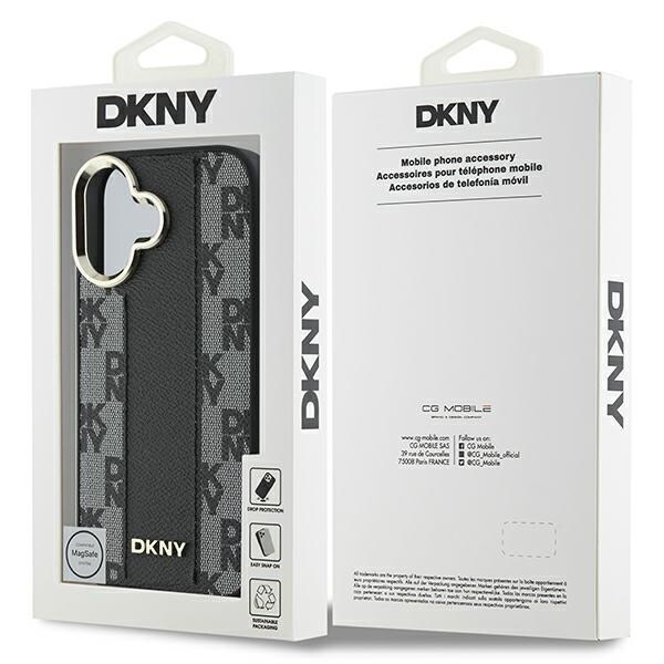 DKNY rutigt mönster Magsafe iPhone 16 fodral - svart