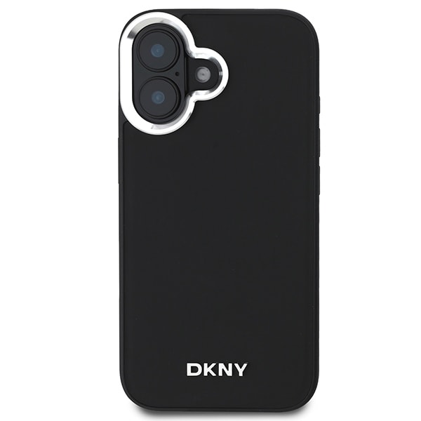 DKNY MagSafe iPhone 16 Fodral med silverlogotyp - Svart