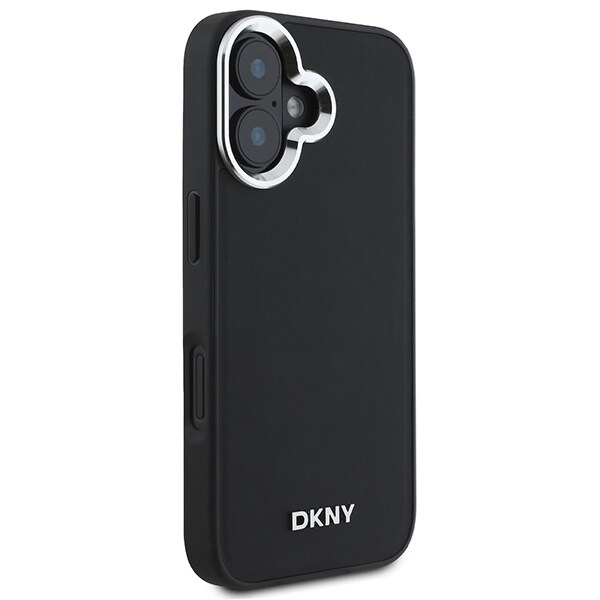 DKNY MagSafe iPhone 16 Fodral med silverlogotyp - Svart