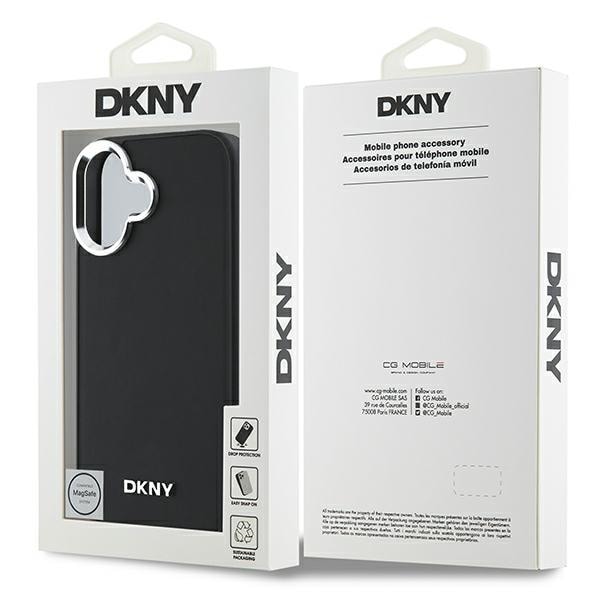 DKNY MagSafe iPhone 16 Fodral med silverlogotyp - Svart