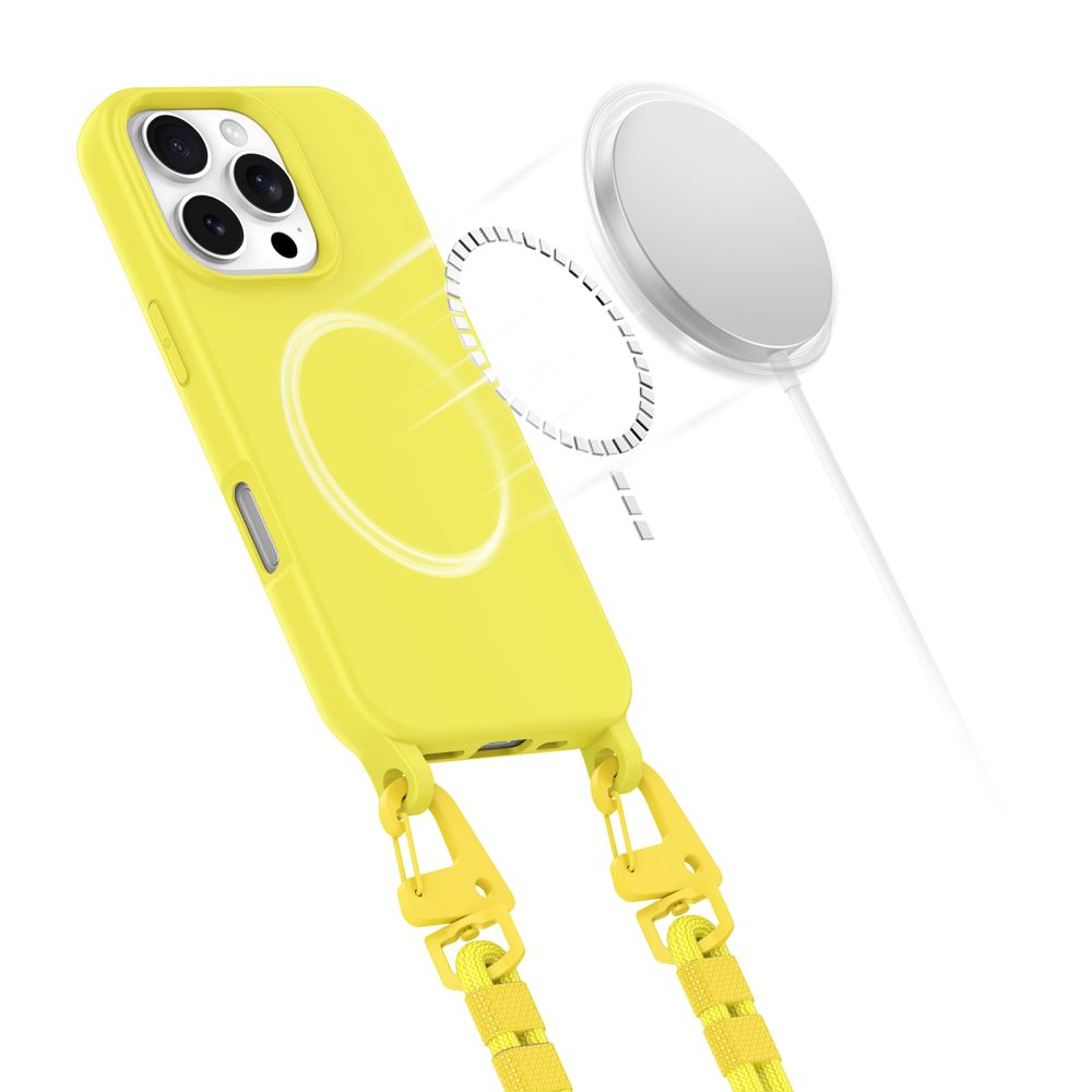Tech-Protect MagNecklace MagSafe-fodral med nyckelband för iPhone 16 Pro Max - Gul
