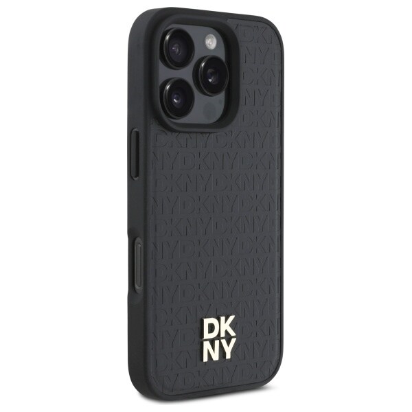 DKNY MagSafe iPhone 16 Pro Max-fodral med stapellogo i repeterat mönster - svart