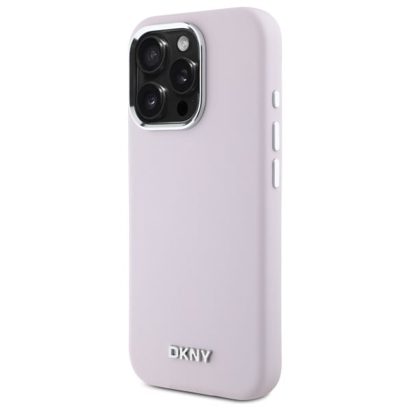 DKNY Liquid Silicone Small Metal Logo MagSafe iPhone 16 Pro Max Fodral - Rosa