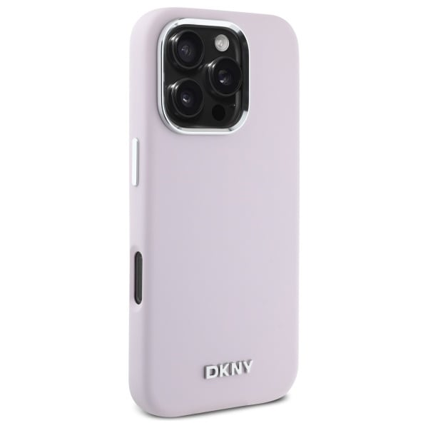 DKNY Liquid Silicone Small Metal Logo MagSafe iPhone 16 Pro Max Fodral - Rosa