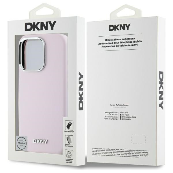 DKNY Liquid Silicone Small Metal Logo MagSafe iPhone 16 Pro Max Fodral - Rosa