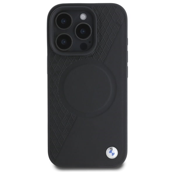 BMW Sign Leather Half Textured And Circle MagSafe-fodral för iPhone 16 Pro Max - svart