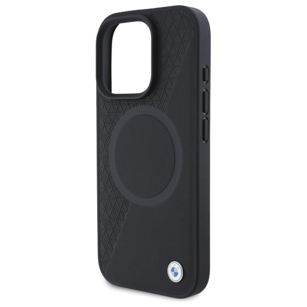 BMW Sign Leather Half Textured And Circle MagSafe-fodral för iPhone 16 Pro Max - svart