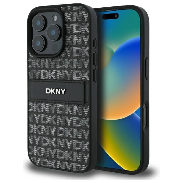 DKNY Texture Pattern Tonal Stripe iPhone 16 Pro Fodral - Svart