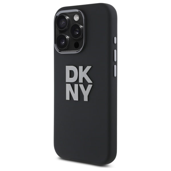DKNY Fodral för 16 Pro i flytande silikon med metallogo iPhone - Svart