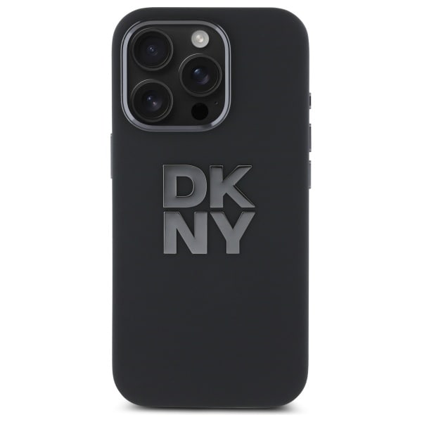 DKNY Fodral för 16 Pro i flytande silikon med metallogo iPhone - Svart