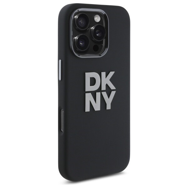 DKNY Fodral för 16 Pro i flytande silikon med metallogo iPhone - Svart