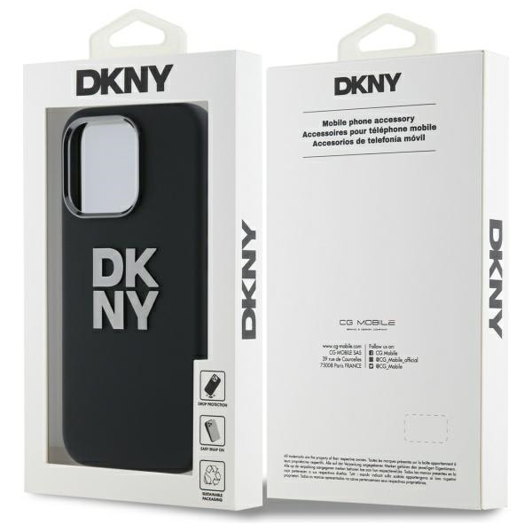 DKNY Fodral för 16 Pro i flytande silikon med metallogo iPhone - Svart