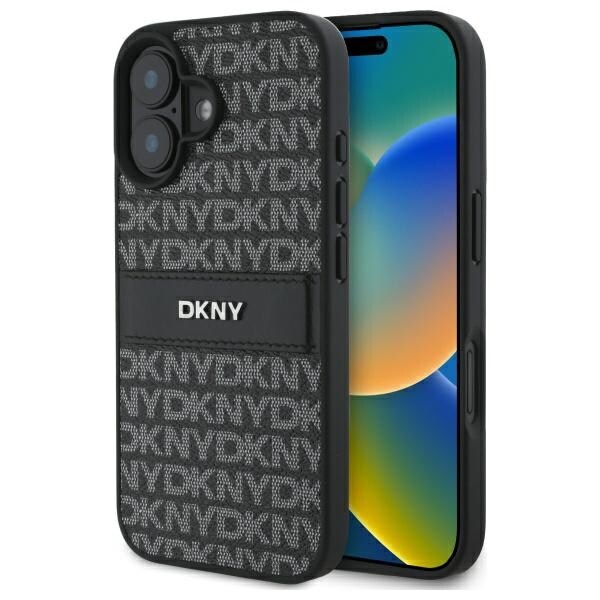 DKNY Texture Pattern Tonal Stripe iPhone 16 Fodral - Svart