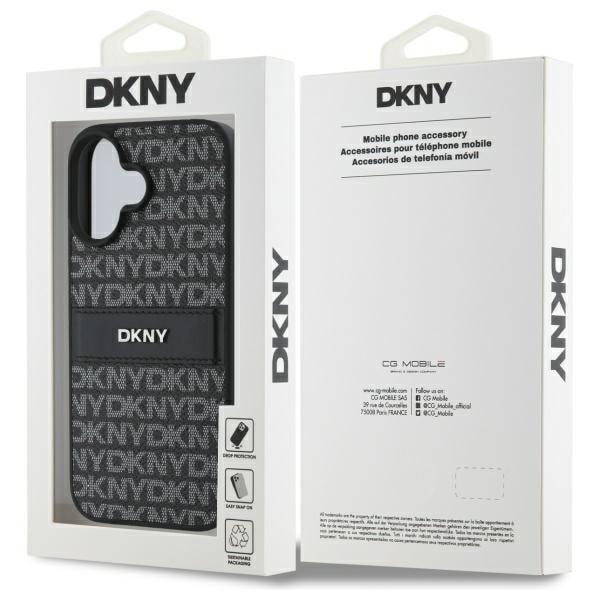 DKNY Texture Pattern Tonal Stripe iPhone 16 Fodral - Svart