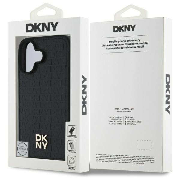 DKNY Repeat Pattern Stack Logo MagSafe iPhone 16 Etui - Sort