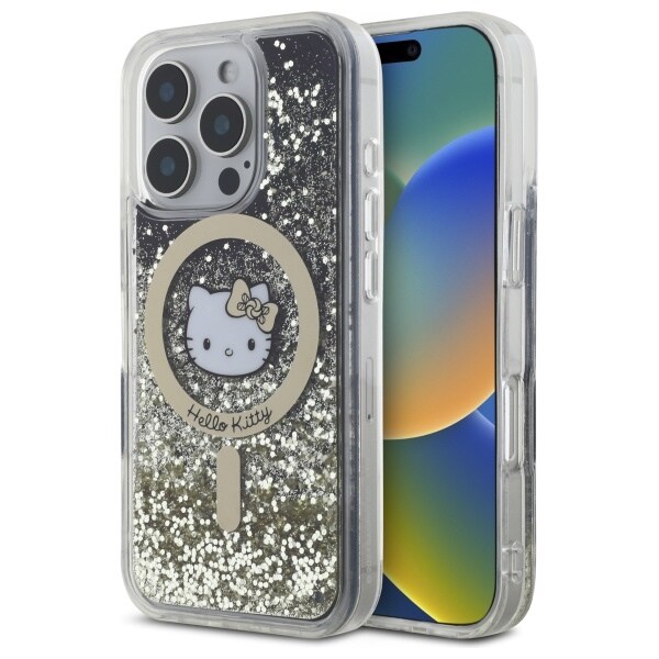 Hello Kitty Liquid Glitter Fever MagSafe iPhone 16 Pro-fodral - Guld