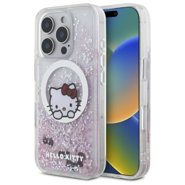 Hello Kitty Liquid Glitter Sweet Kitty Bows MagSafe-fodral för iPhone 16 Pro Max - Vit