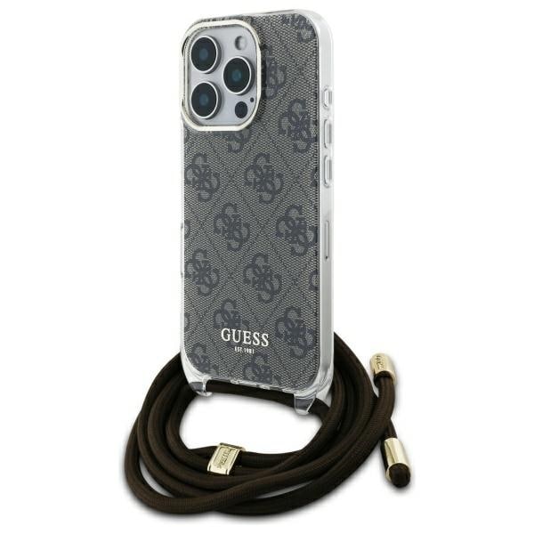 Guess Crossbody Cord 4G Print Fodral för iPhone 16 Pro - Brun