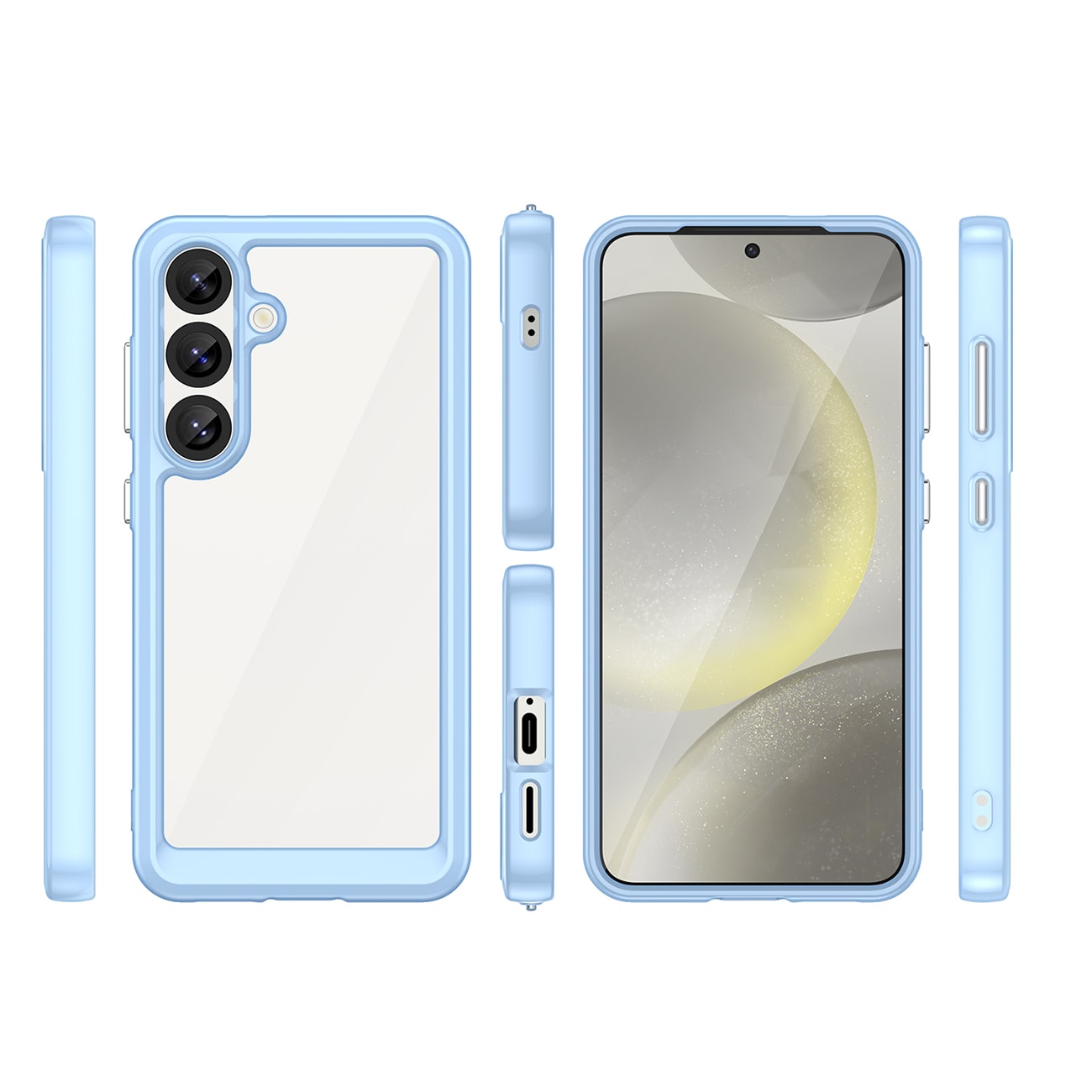 Outer Space-etui med geleramme til Samsung Galaxy S25 - Blå