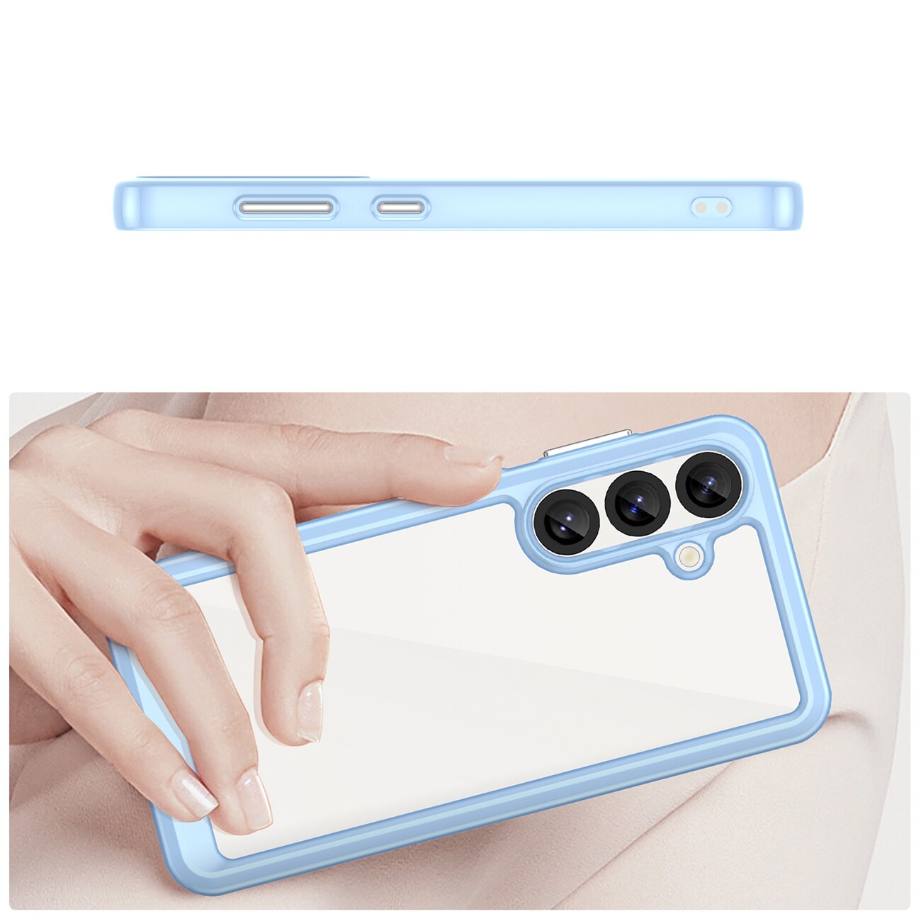 Outer Space-etui med geleramme til Samsung Galaxy S25 - Blå
