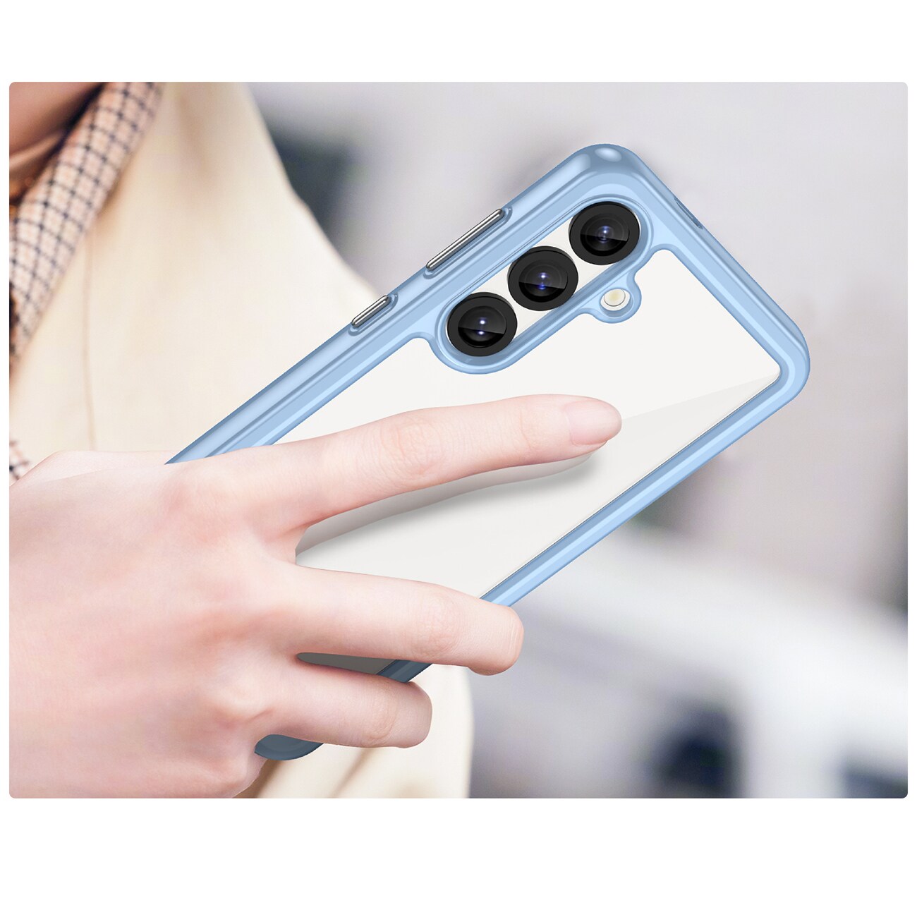 Outer Space-etui med geleramme til Samsung Galaxy S25 - Blå