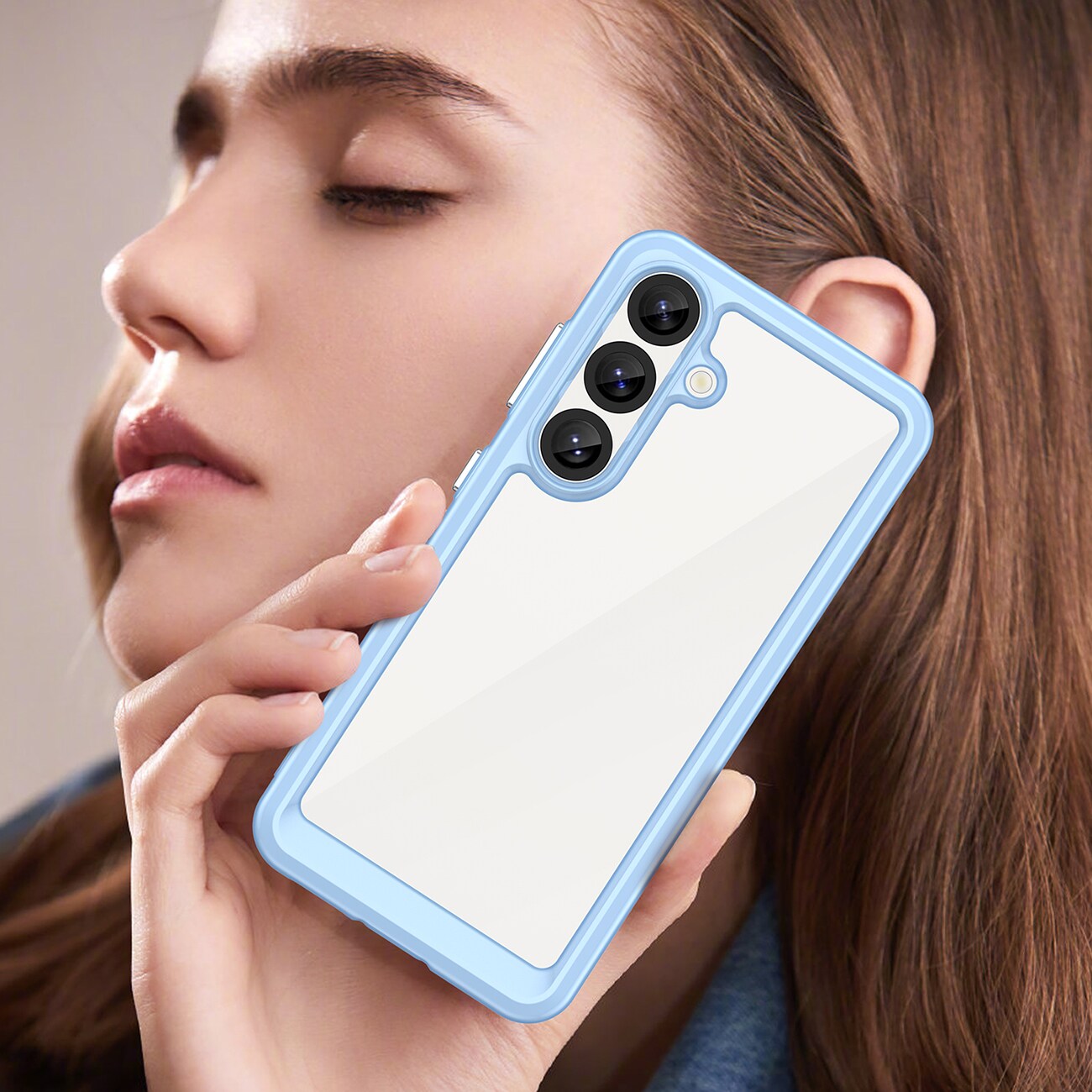 Outer Space-etui med geleramme til Samsung Galaxy S25 - Blå