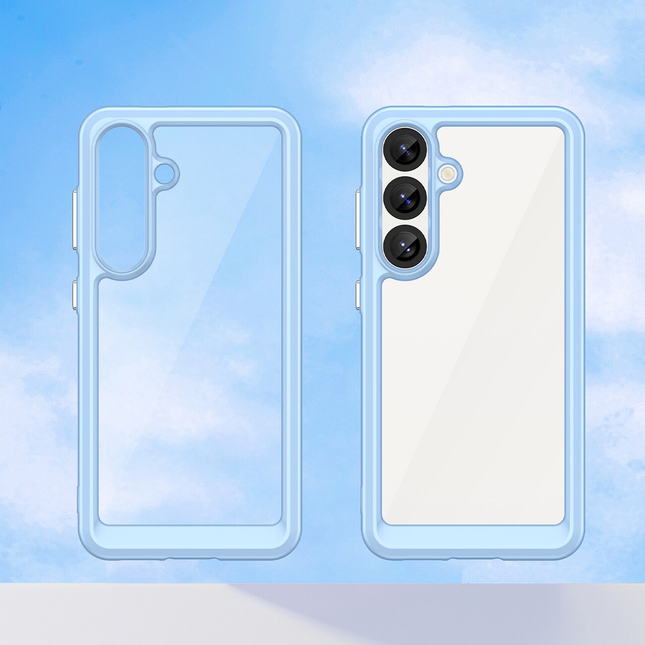 Outer Space-etui med geleramme til Samsung Galaxy S25 - Blå