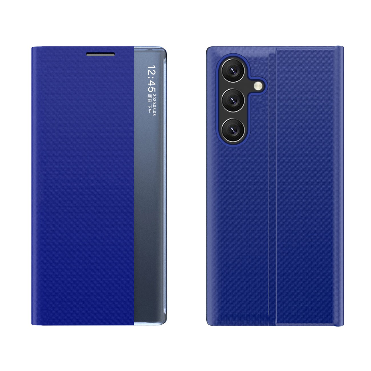 New Sleep Case til Samsung Galaxy S25+ Cover med flip og stativ - Blå