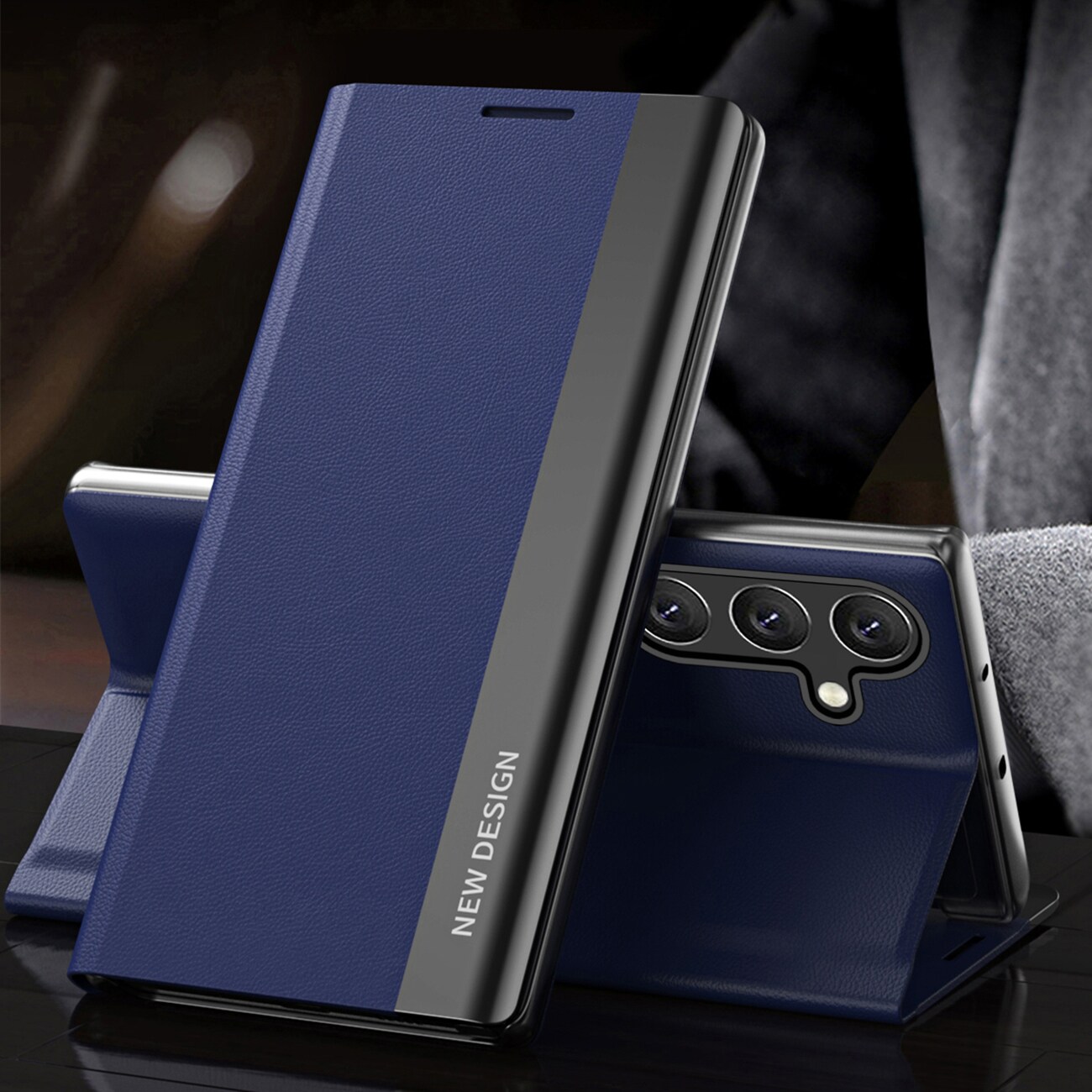 Sleep Case Pro Samsung Galaxy S25+-etui med flip og stativ - Blå