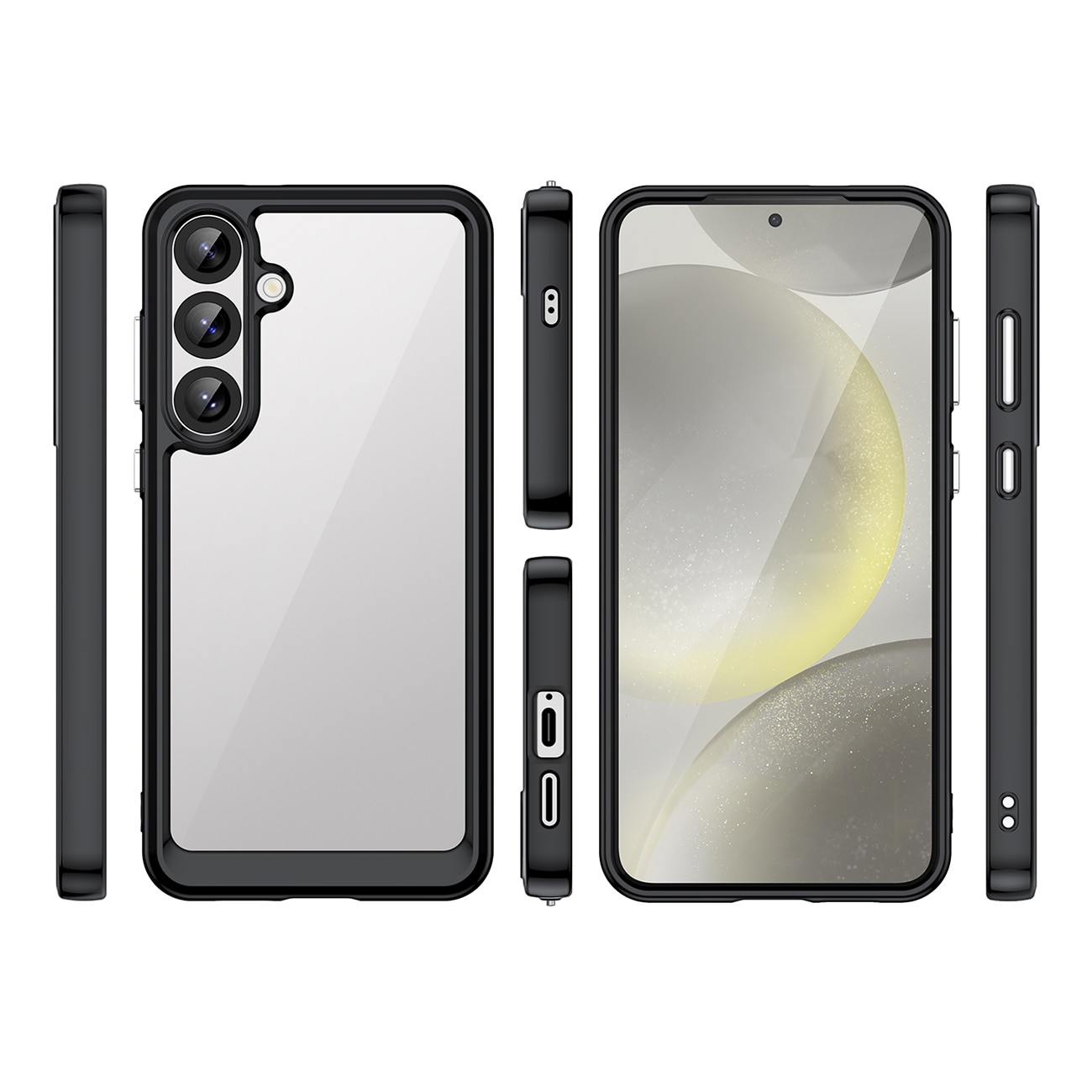 Outer Space-etui med geleramme til Samsung Galaxy S25+ - Sort