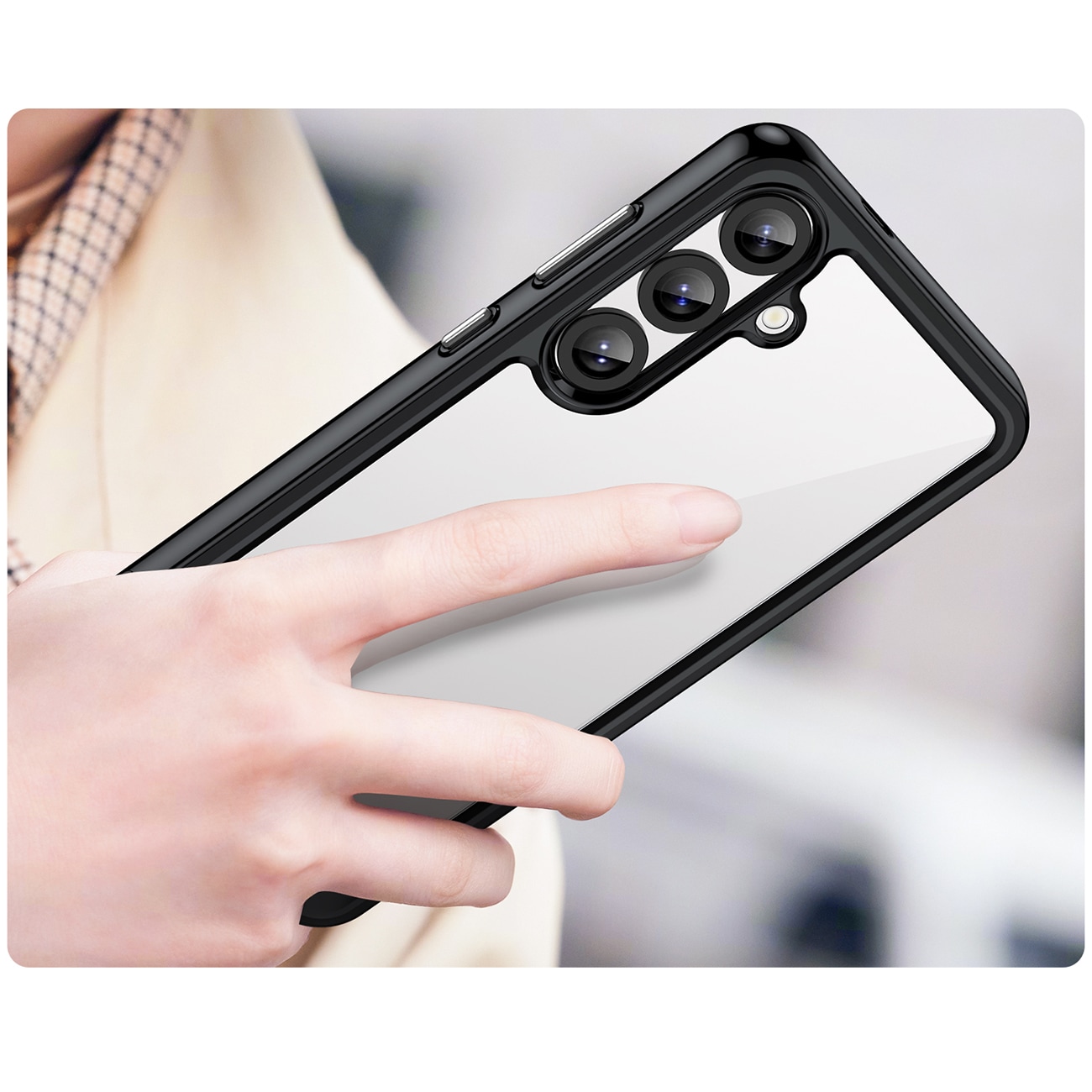 Outer Space-etui med geleramme til Samsung Galaxy S25+ - Sort