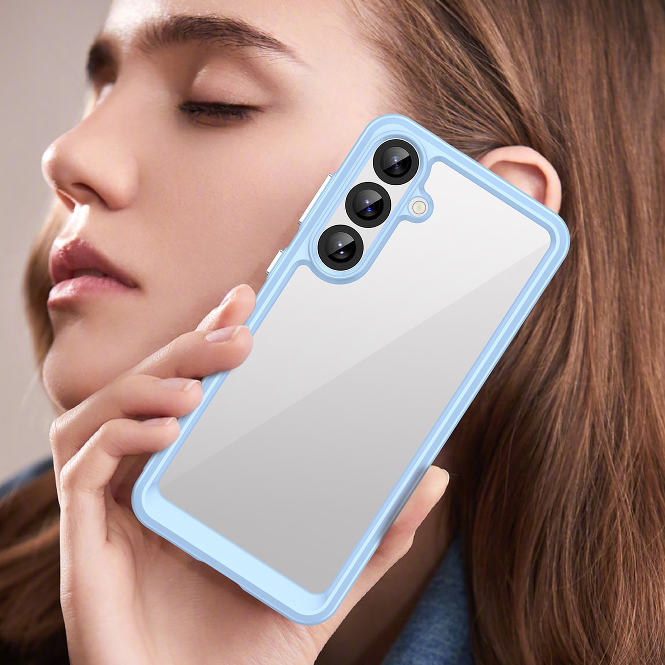 Outer Space-etui med geleramme til Samsung Galaxy S25+ - Blå