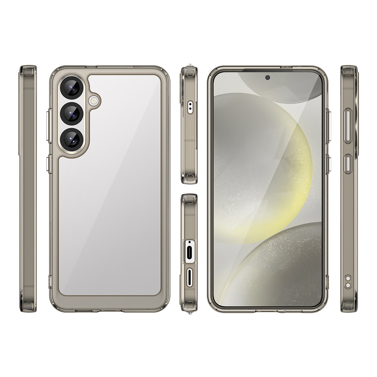 Outer Space-etui med geleramme til Samsung Galaxy S25+ - Klar sort