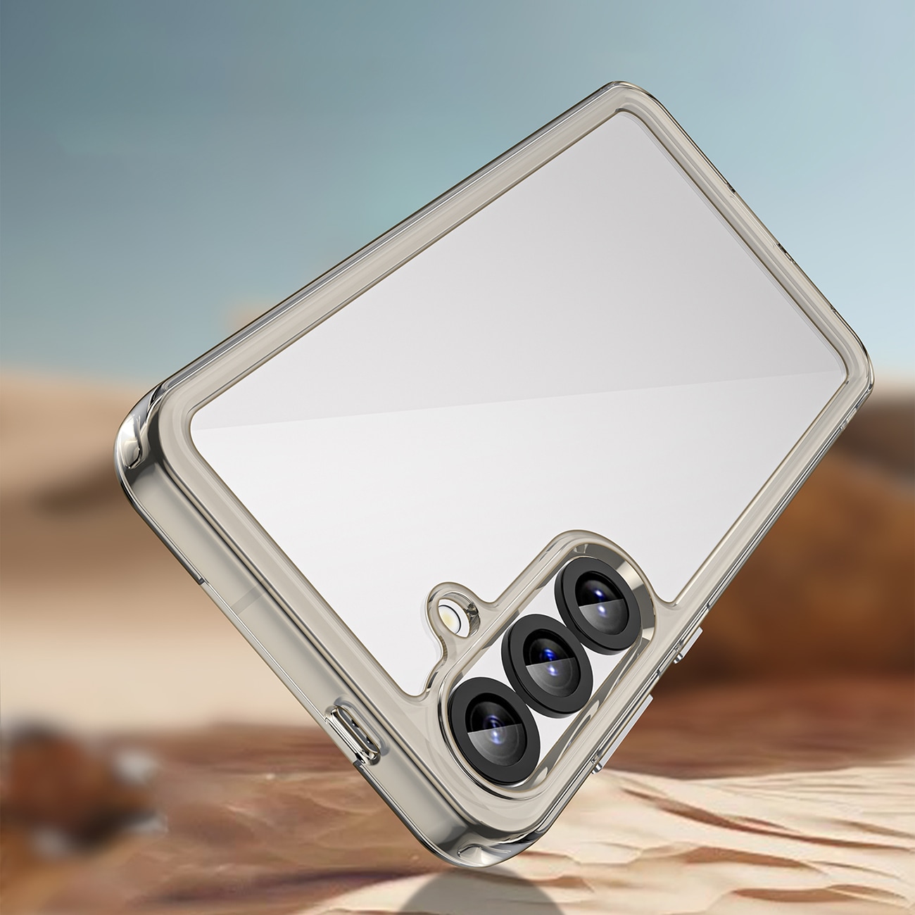 Outer Space-etui med geleramme til Samsung Galaxy S25+ - Klar sort