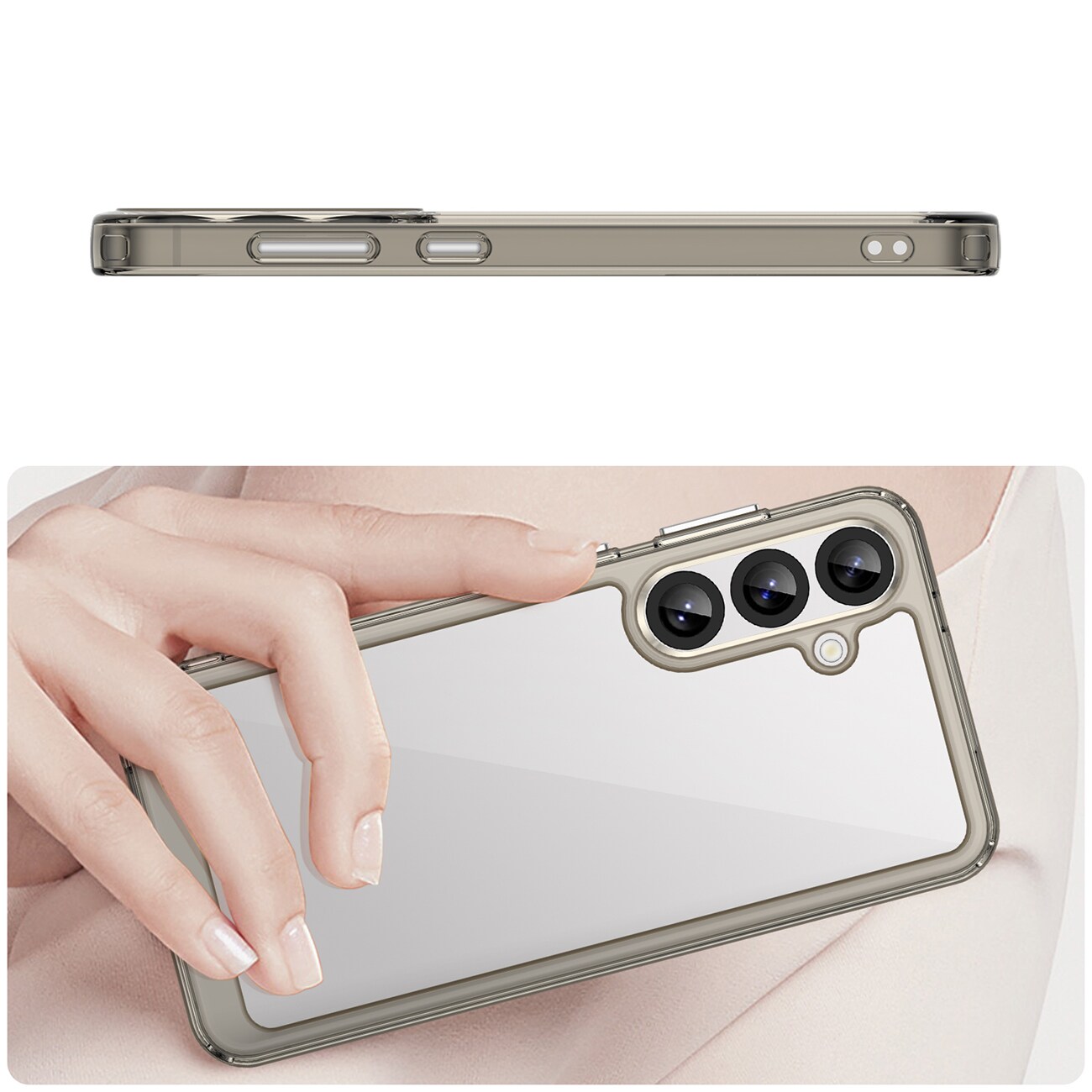 Outer Space-etui med geleramme til Samsung Galaxy S25+ - Klar sort