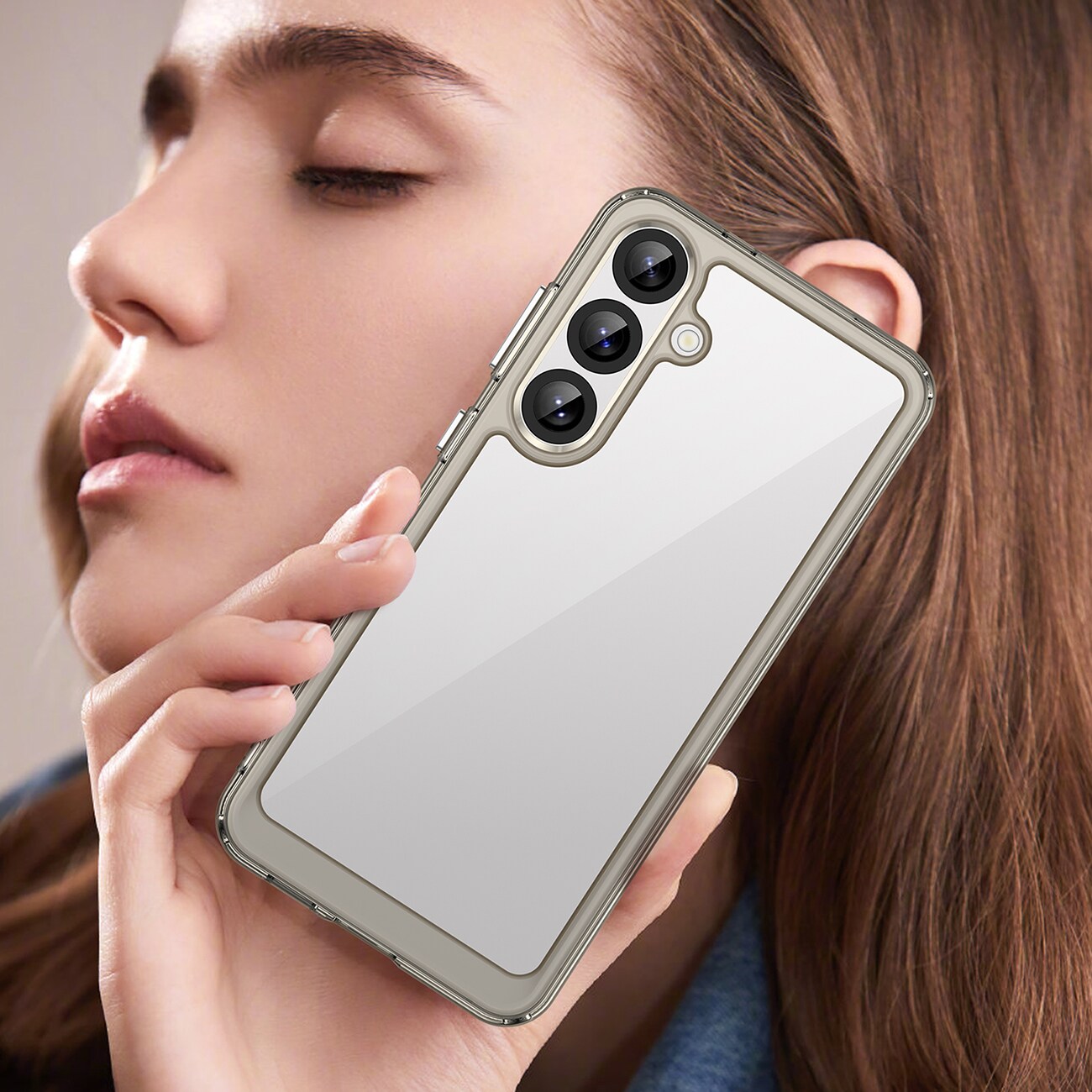 Outer Space-etui med geleramme til Samsung Galaxy S25+ - Klar sort