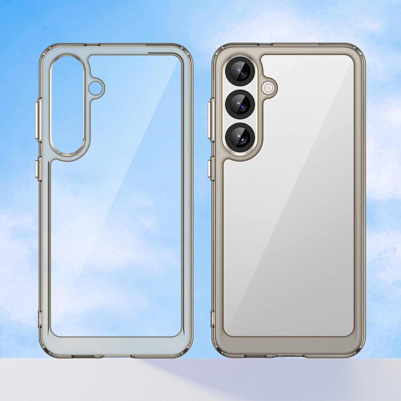 Outer Space-etui med geleramme til Samsung Galaxy S25+ - Klar sort